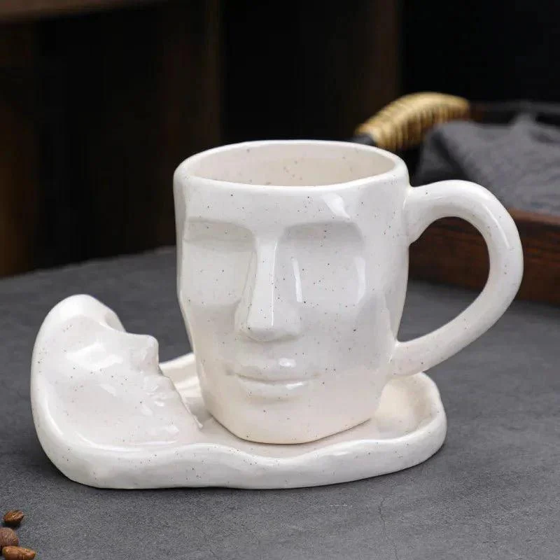 Faces Ceramic Coffee Cup & Saucer Set - - #tag1#