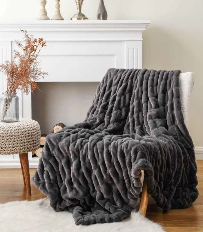 Faux_Fur_Throw_Blanket_Luxe_Grey_Plush_and_Thick_2_kg_-_-_tag1_-4207612 Faux Fur Throw Blanket Luxe Grey Plush and Thick (2 kg) - - #tag1#