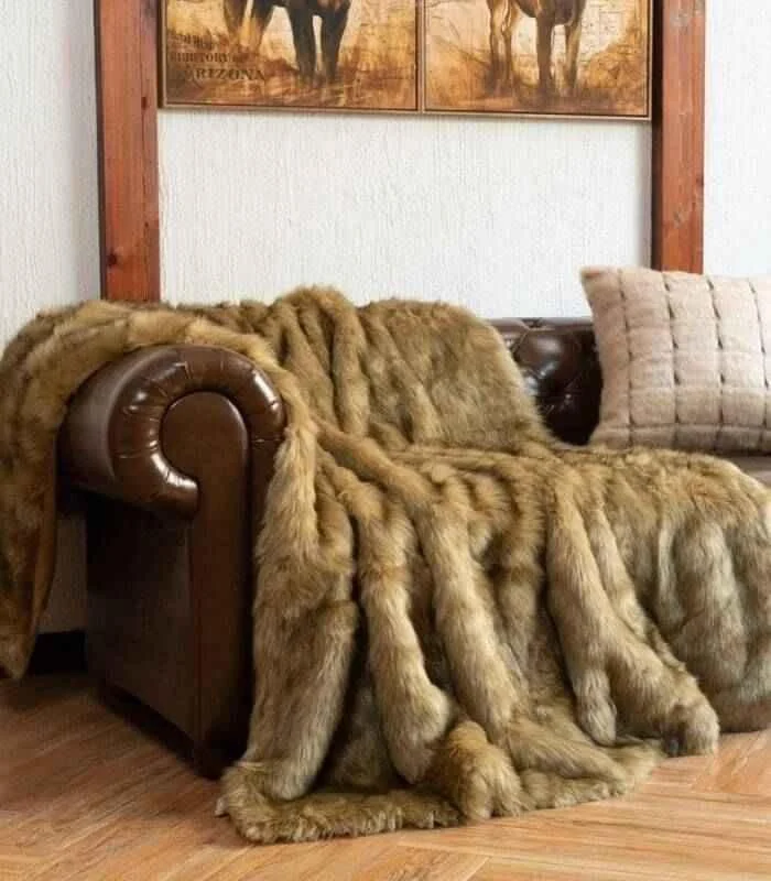 Faux_Fur_Throw_Blanket_Soft_Thick_Ochre_Brown_-_-_tag1_-4207697 Faux Fur Throw Blanket Soft Thick Ochre Brown - - #tag1#