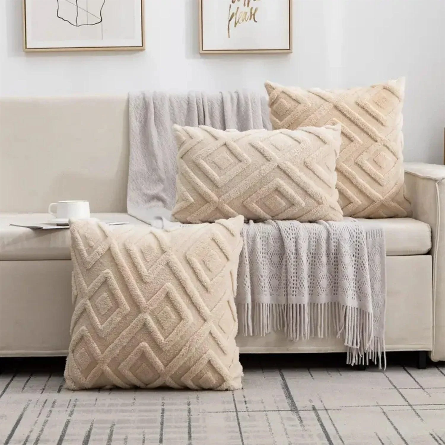 Faux Wool Throw Pillow Cover -  - #tag1#
