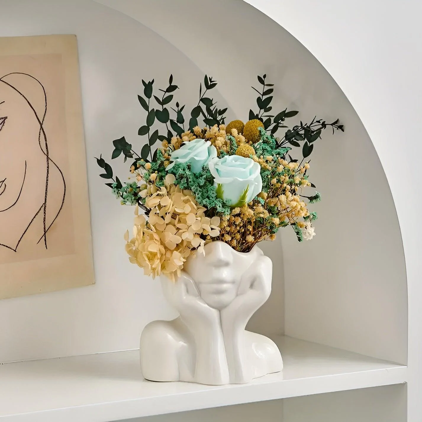 FemmeFlora Vase - Expressive Ceramic Flower Vase with Human Face - - #tag1#