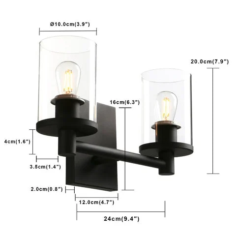 Homeko Vintage Industrial Wall Sconce Dimensions