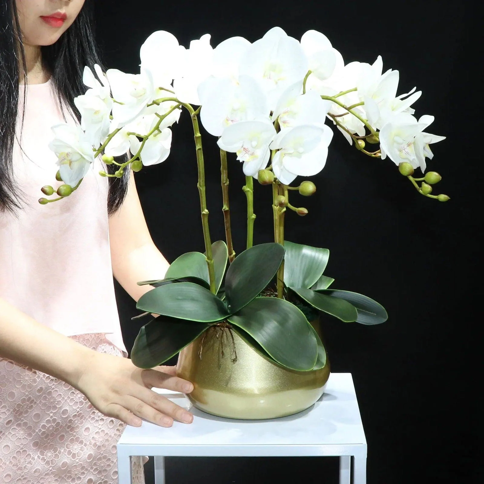 Flora_Faux_Orchid_with_Vase_-_-4189516 Flora Faux Orchid with Vase -