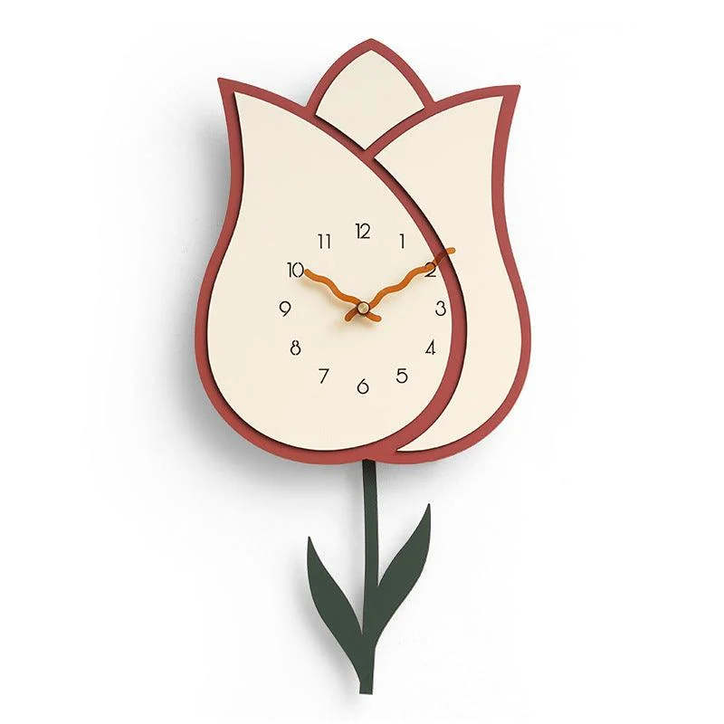 Flower Pendulum Wall Clock for Study Room -