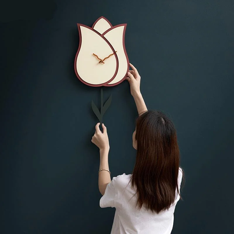 Flower Pendulum Wall Clock for Study Room -