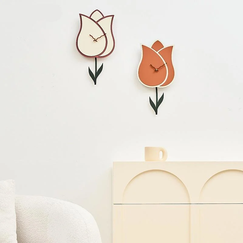 Flower Pendulum Wall Clock for Study Room -