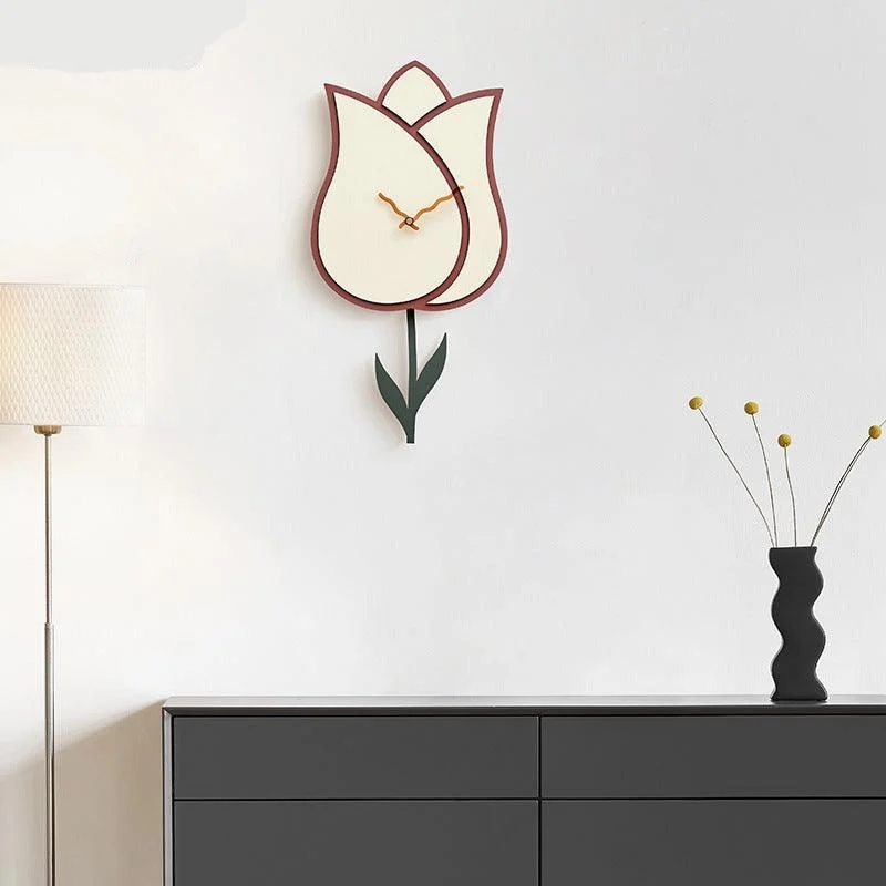 Flower Pendulum Wall Clock for Study Room -