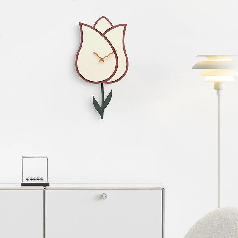 Flower Pendulum Wall Clock for Study Room -