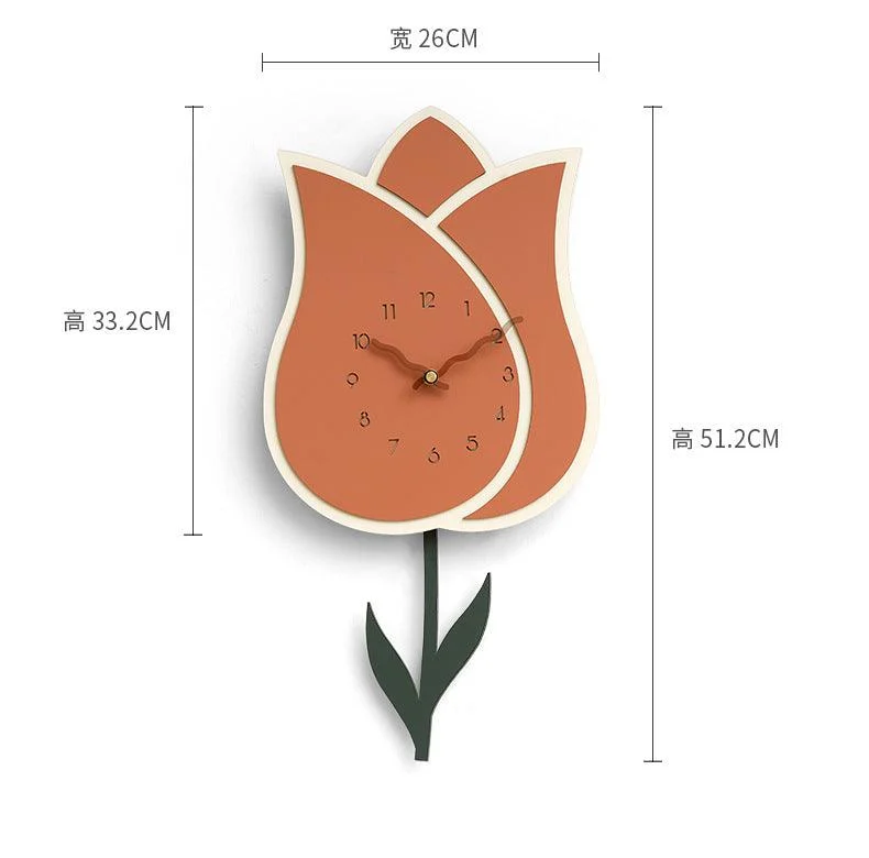 Flower Pendulum Wall Clock for Study Room -