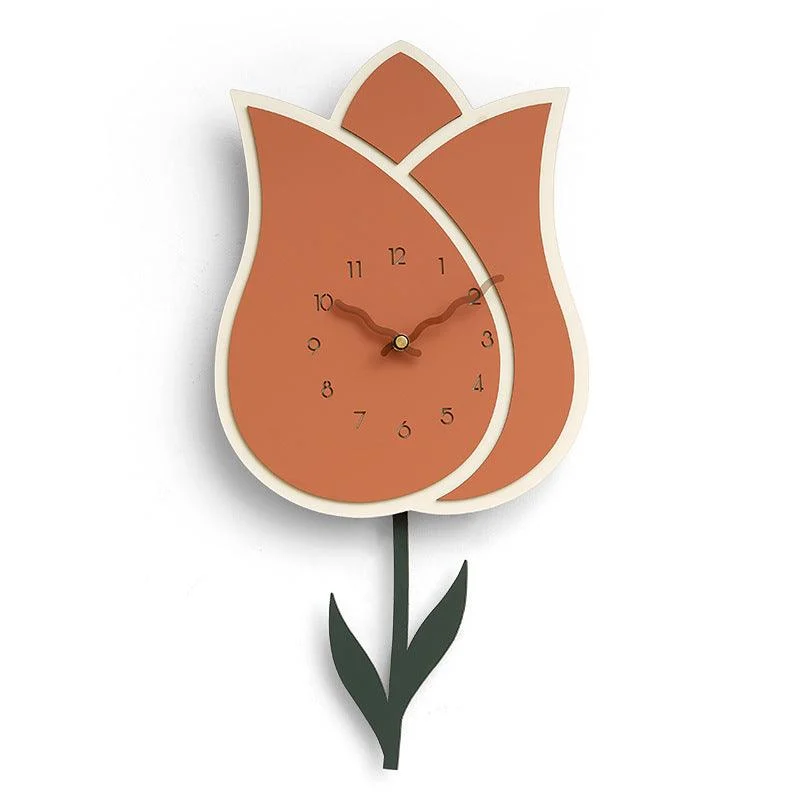 Flower Pendulum Wall Clock for Study Room -
