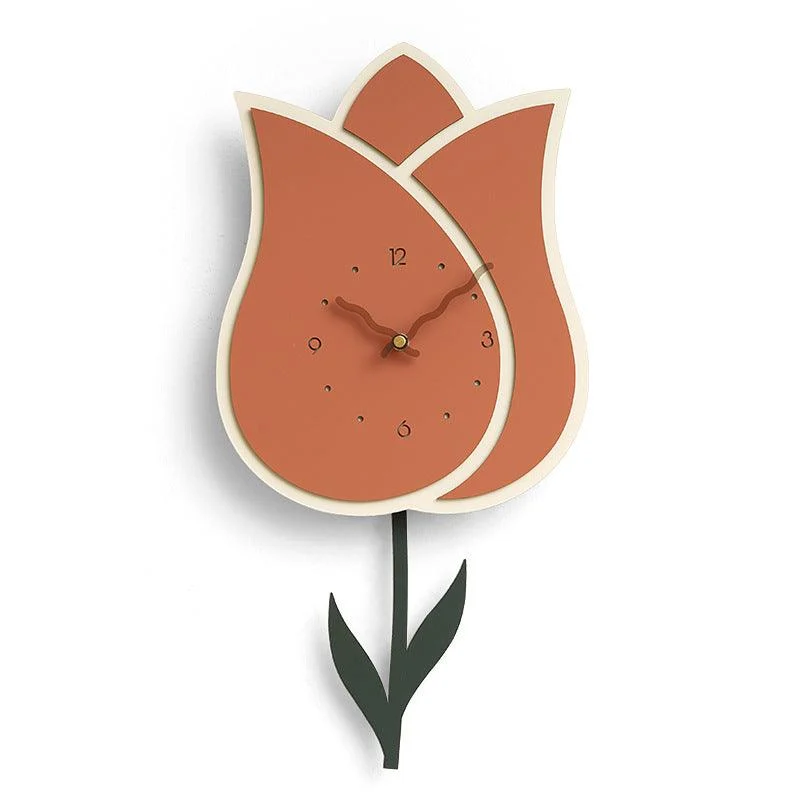 Flower Pendulum Wall Clock for Study Room -