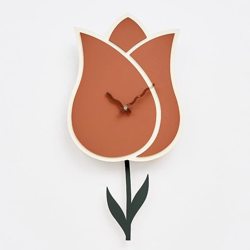 Flower Pendulum Wall Clock for Study Room -