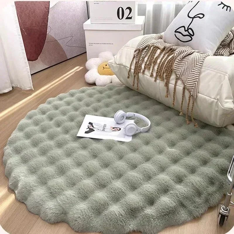Fluffy-Supersoft-Plush-Nordic-Round-Shaggy-Rug-White-Beige-Ivory-Sage-Green-Lilly-Lula-7332 Fluffy Supersoft Plush Nordic Round Shaggy Rug White Beige Ivory Sage Green Lilly Lula 7332