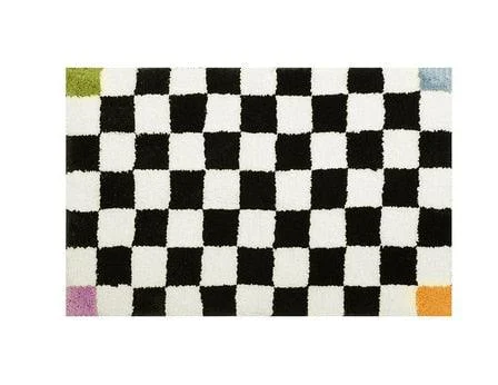 Fluffy Abstract Checkered Rug -