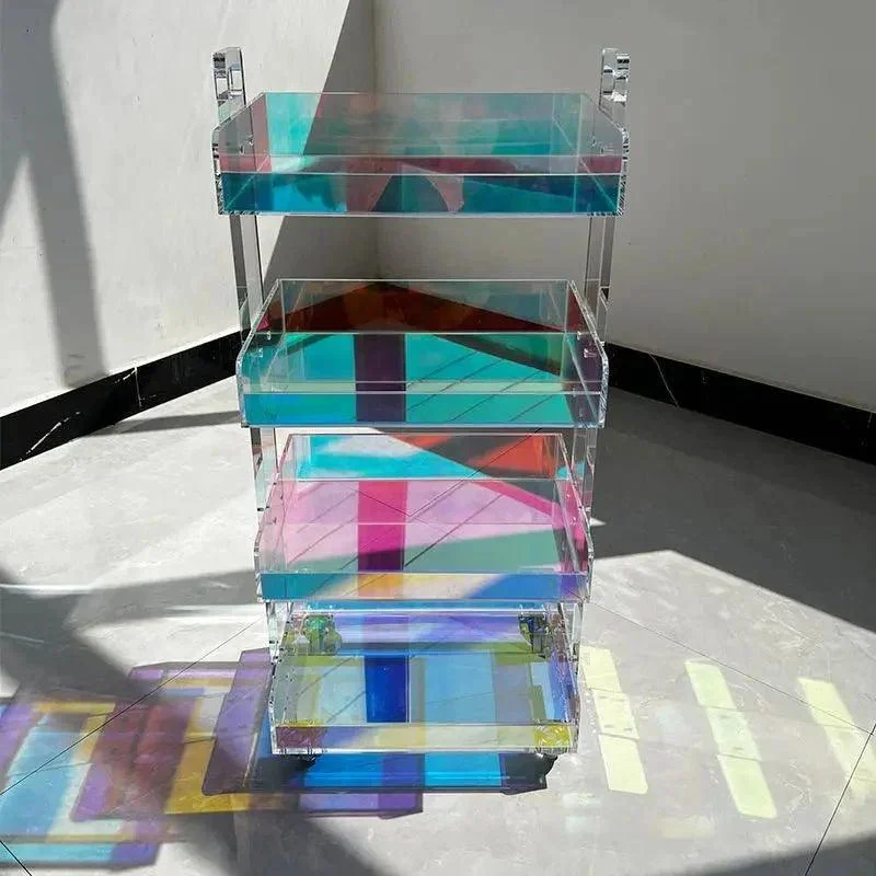 Four Tier Iridescent Acrylic Storage Trolley - - #tag1#