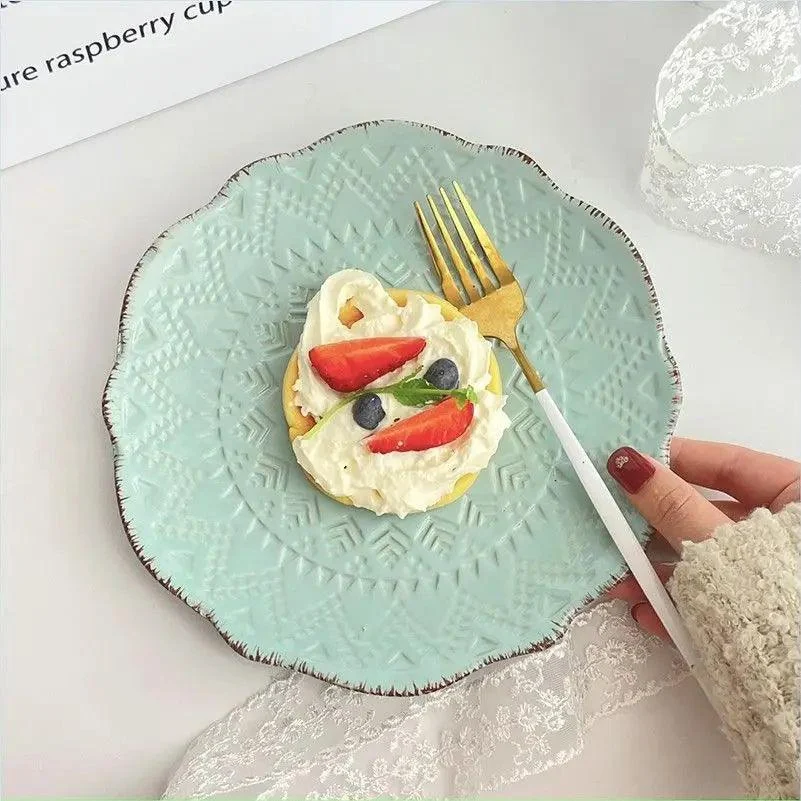 French-relief-lace-plate-INS-ceramic-retro-Western-food-plate-vegetable-plate-restaurant-dessert-plate-main_ed77d0d1-0cf8-4089-abc6-1232f7802f7f SavorSwirl - Ceramic Dessert Plate - ISTANBULLU LTD