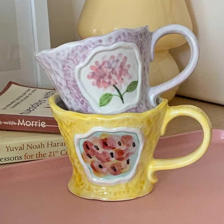 French Floral Pastor Coffee Mugs -