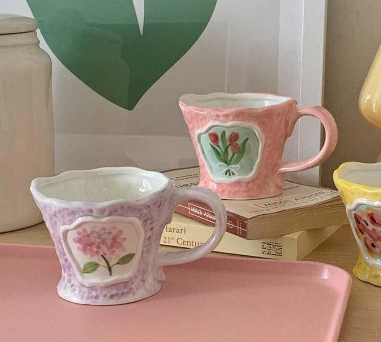 French Floral Pastor Coffee Mugs -