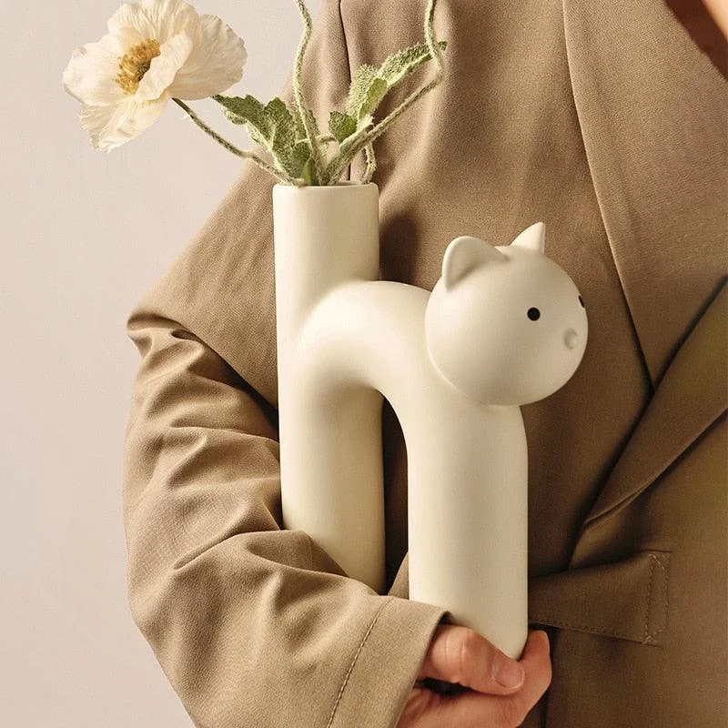 Frisky Kitty Tube Vase -