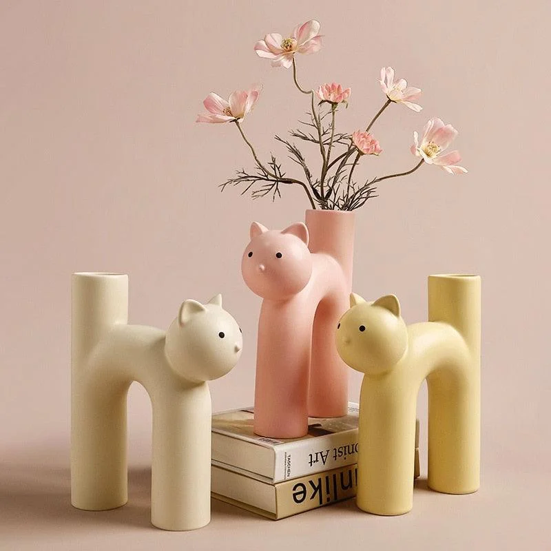 Frisky Kitty Tube Vase -