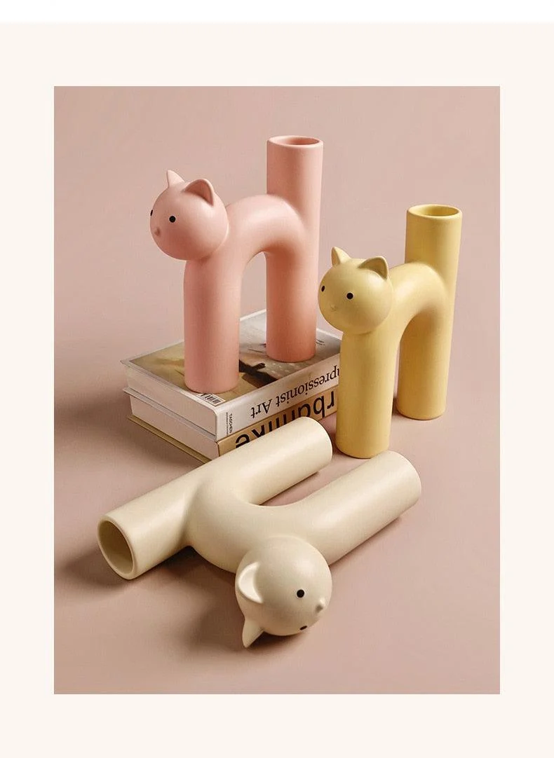 Frisky Kitty Tube Vase -