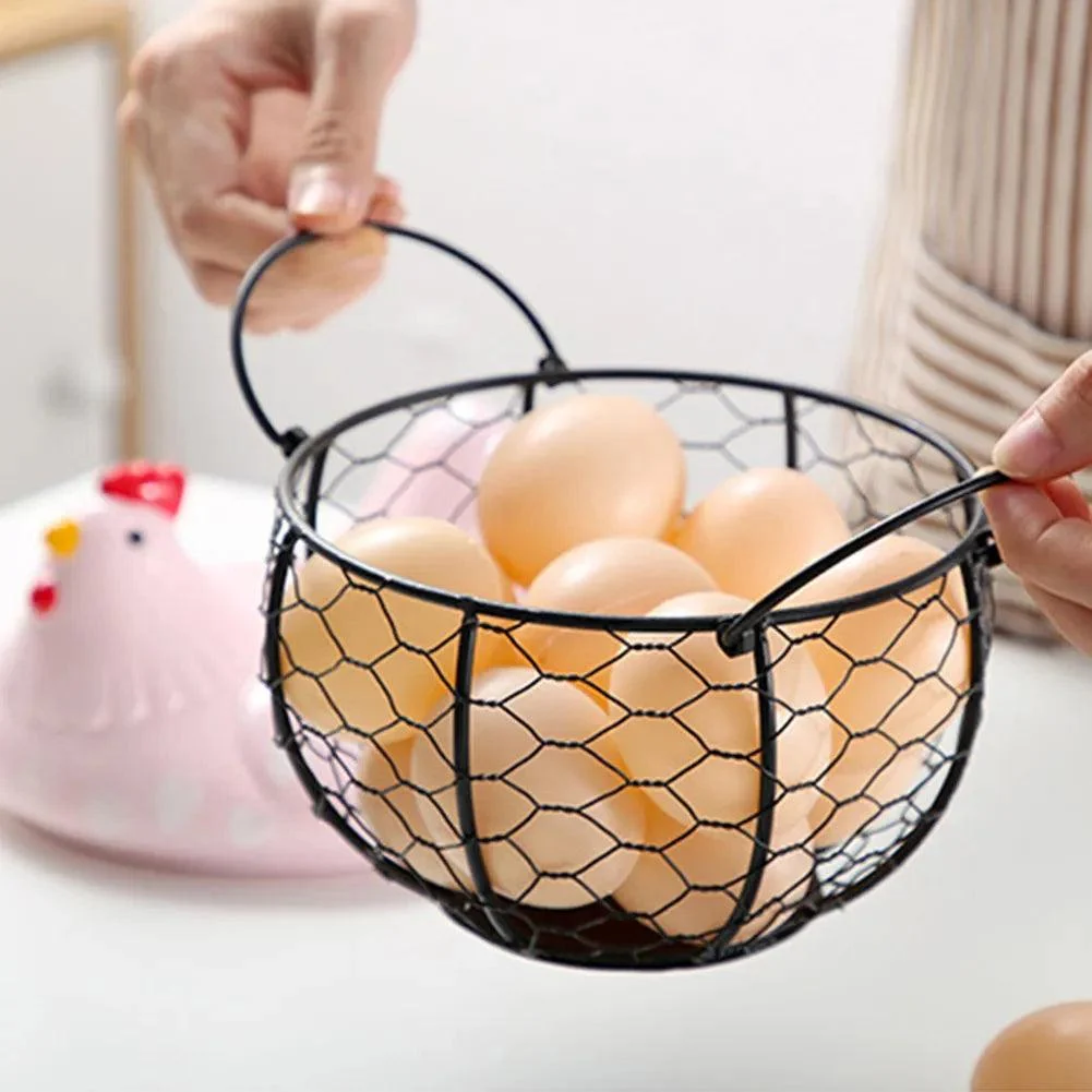 Funny Ceramic Hen Egg Storage Basket -