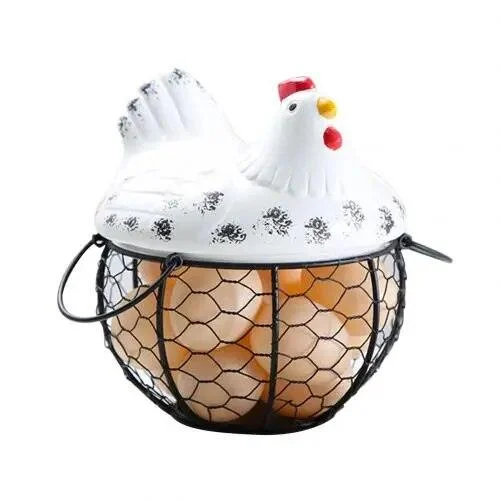Funny Ceramic Hen Egg Storage Basket -