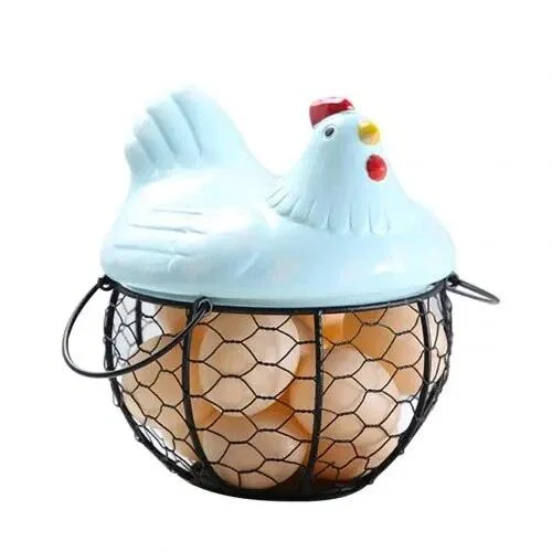 Funny Ceramic Hen Egg Storage Basket -