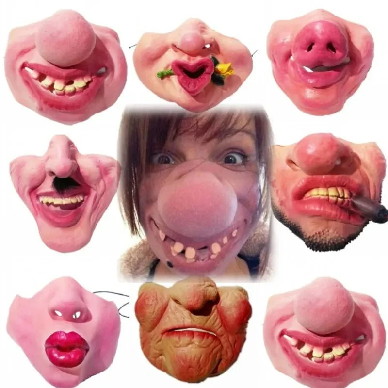 Funny Half Face Horrible Masks - Scary Cosplay Mask Costume for Halloween Party -  - #tag1#