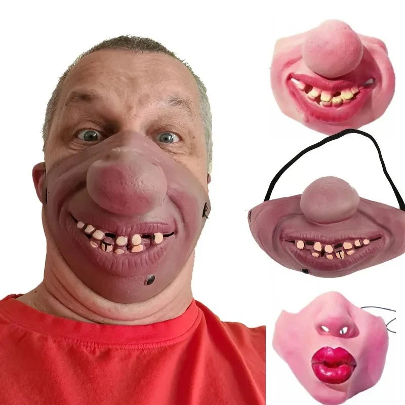 Funny Half Face Horrible Masks - Scary Cosplay Mask Costume for Halloween Party -  - #tag1#