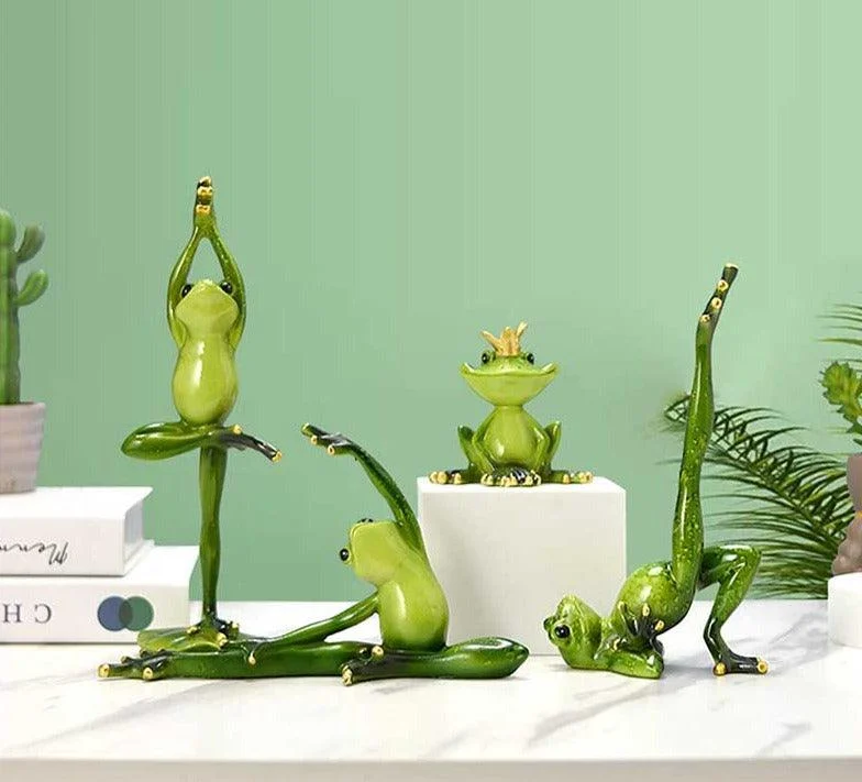 Funny Meditating Yoga Frog Statue -