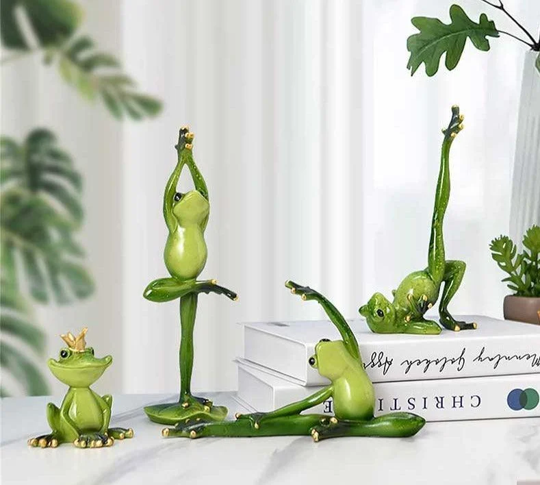 Funny Meditating Yoga Frog Statue -