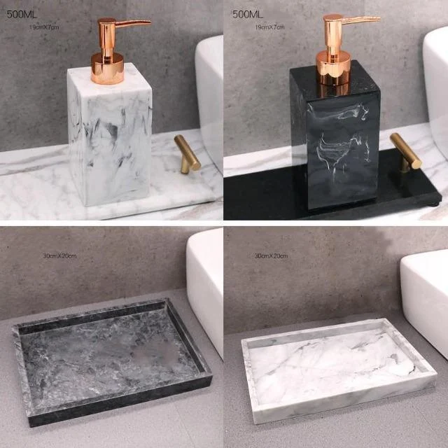 Gamela-MarbleTextureBathroomStorageTray-Homeko4 Gamela - Marble Texture Bathroom Storage Tray - Homeko