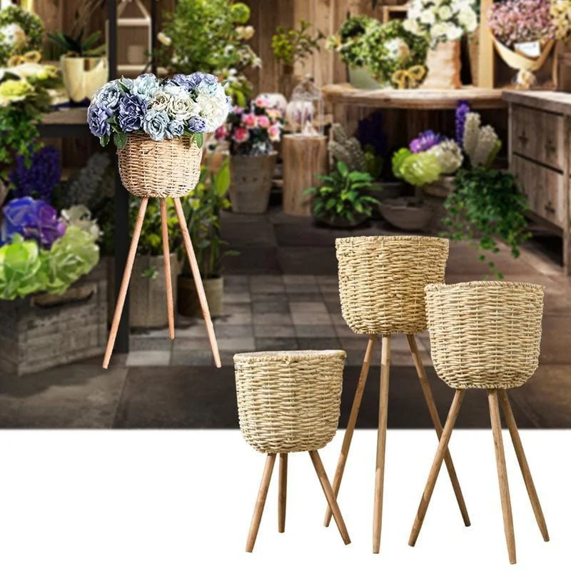 Garden Decoration Floor Vase Plant Stand Wickerwork Flower Pot Holder Display Potted Rack Rustic Decor Plant Af8f1010 5e60 4ed9 94d4 65bc86053e75