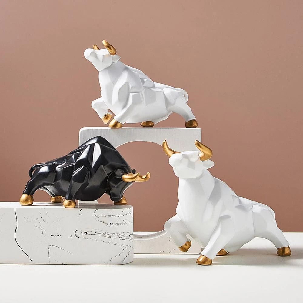 GeometricBullFigurines-Homeko4 Geometric Bull Figurines - Homeko