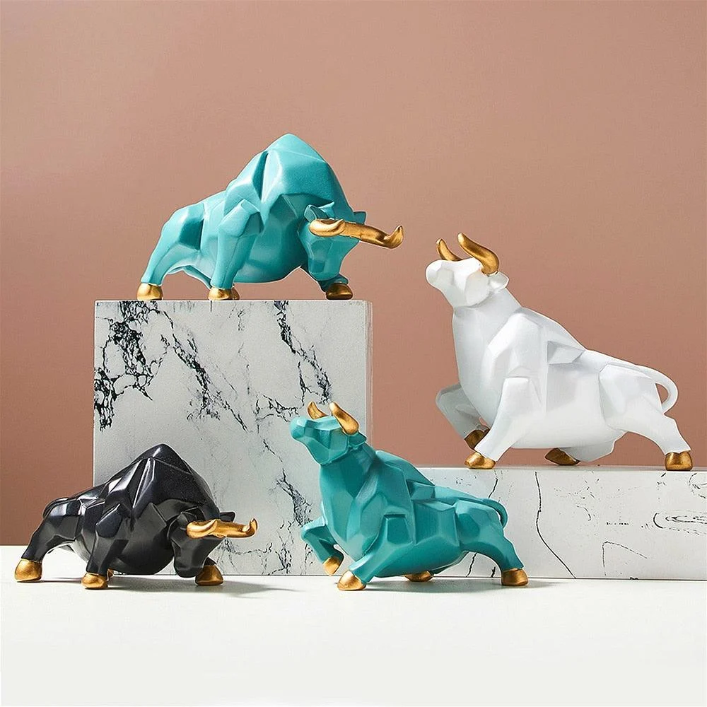GeometricBullFigurines-Homeko6 Geometric Bull Figurines - Homeko