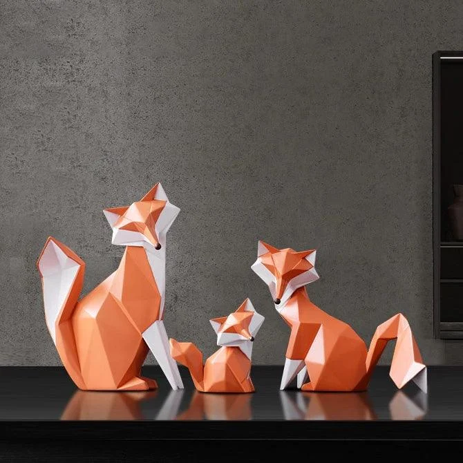 GeometricOrangeFoxFigurine-Homeko10 Geometric Orange Fox Figurine - Homeko