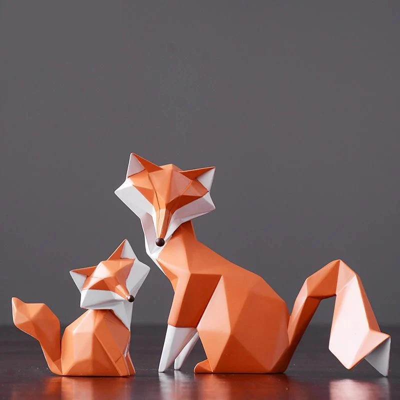 GeometricOrangeFoxFigurine-Homeko2 Geometric Orange Fox Figurine - Homeko