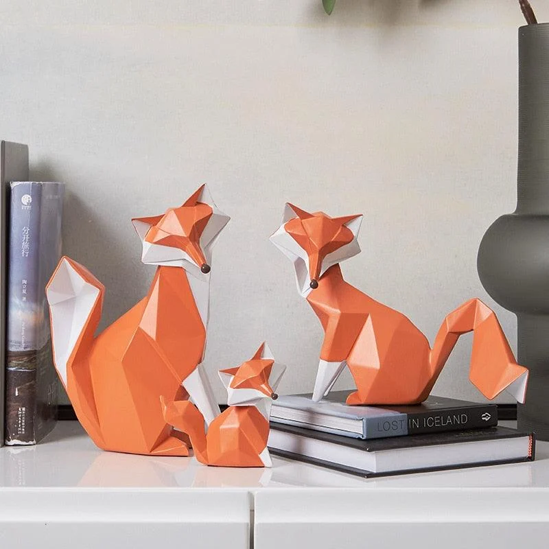 GeometricOrangeFoxFigurine-Homeko4 Geometric Orange Fox Figurine - Homeko