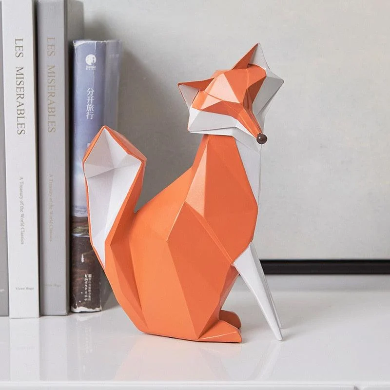 GeometricOrangeFoxFigurine-Homeko5 Geometric Orange Fox Figurine - Homeko