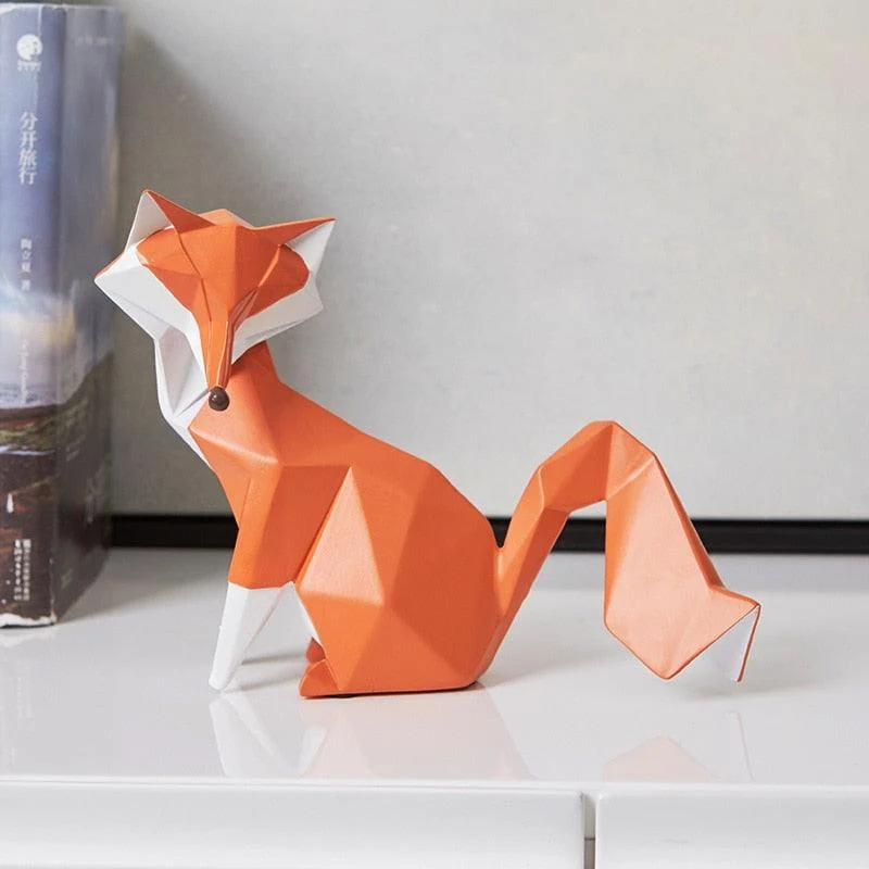 GeometricOrangeFoxFigurine-Homeko6 Geometric Orange Fox Figurine - Homeko