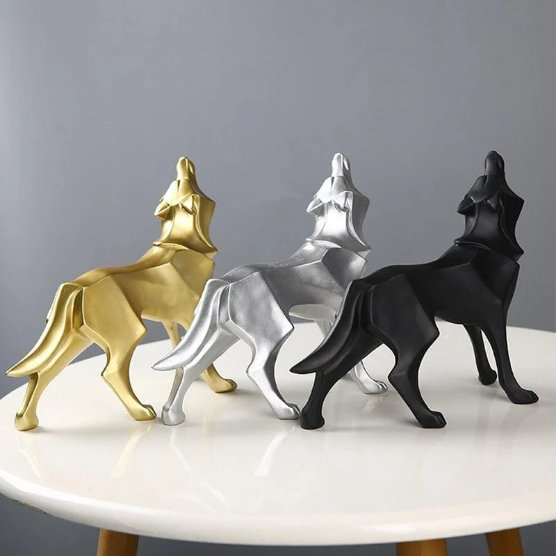 GeometricWolfFigurines-Homeko5 Geometric Wolf Figurines - Homeko