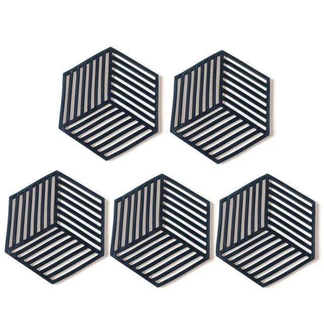 Geometric Silicone Pan Trivets (5pc) -