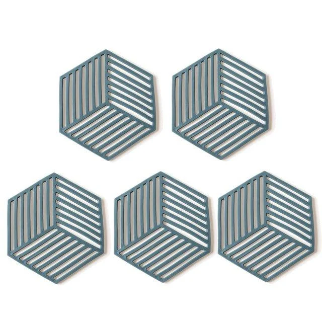 Geometric Silicone Pan Trivets (5pc) -
