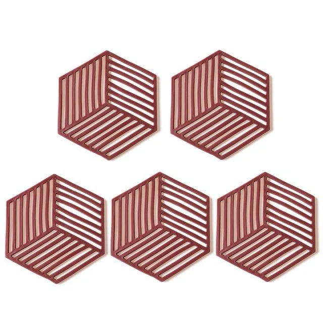 Geometric Silicone Pan Trivets (5pc) -