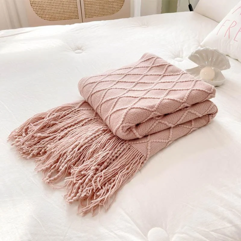 Geometry Cozy Tassel Blanket - - #tag1#