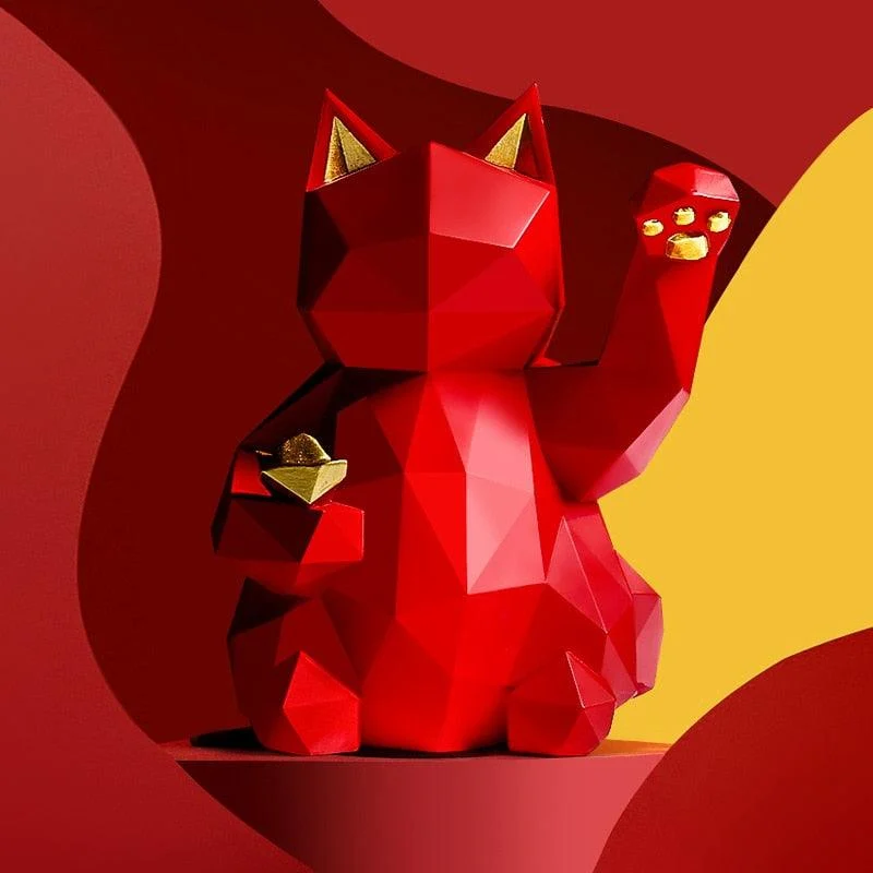 Geometry_Japenese_Lucky_Cat_Statue_-_-4194343 Geometry Japenese Lucky Cat Statue -