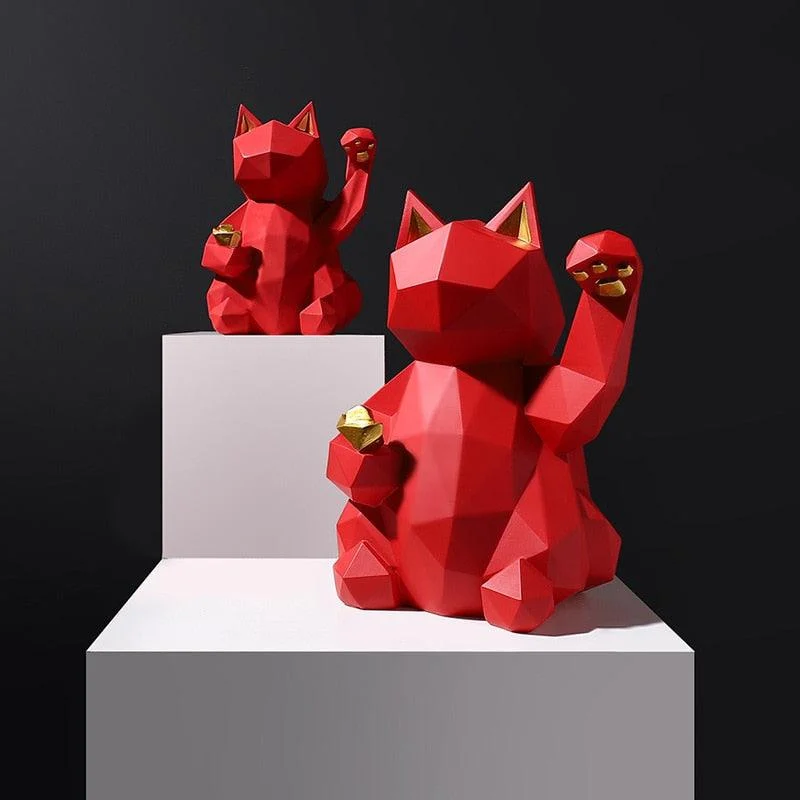 Geometry_Japenese_Lucky_Cat_Statue_-_-4194346 Geometry Japenese Lucky Cat Statue -