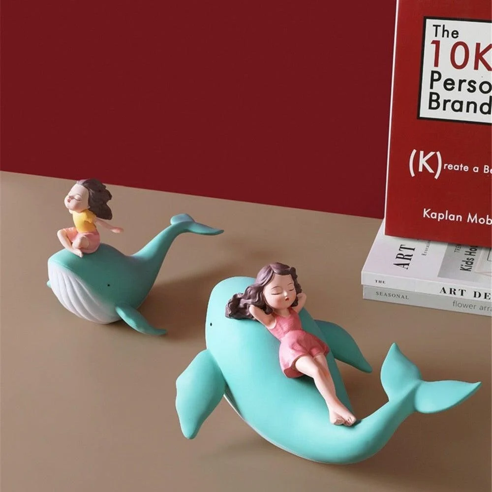 Girl on Whale Figurine - Homeko