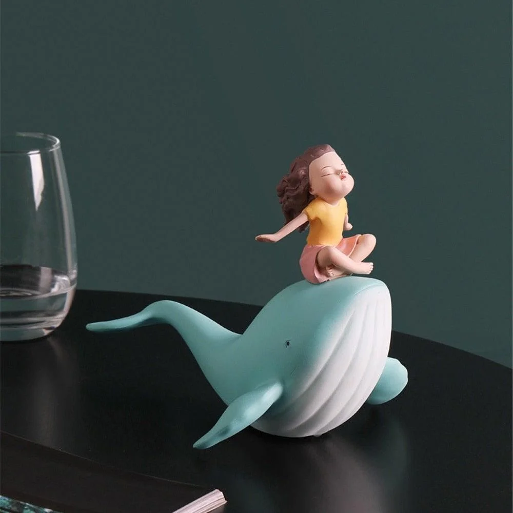 GirlonWhaleFigurine-Homeko4 Girl on Whale Figurine - Homeko